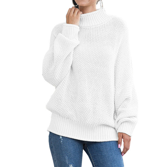 Damen Grobstrickpullover mit hohem Rollkragen und lässigem Schnitt R&B