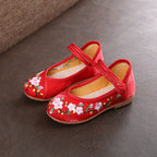 Damen Ballerinas mit floralem Stickdesign und elastischem Riemen