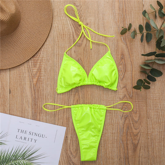 Damen Triangel-Bikini mit seidigem Finish und verstellbaren Trägern R&B