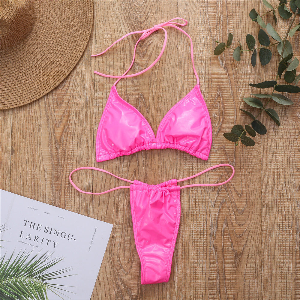 Damen Triangel-Bikini mit seidigem Finish und verstellbaren Trägern R&B