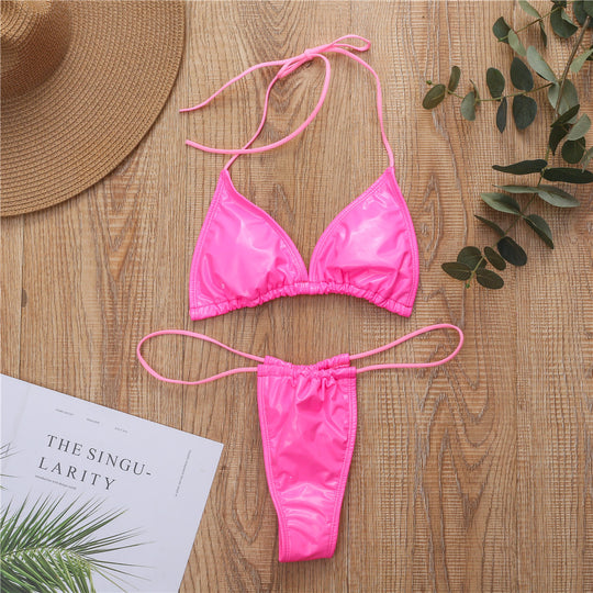 Damen Triangel-Bikini mit seidigem Finish und verstellbaren Trägern R&B