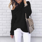 Damen Strickpullover mit schulterfreiem Design und strukturierter Textur