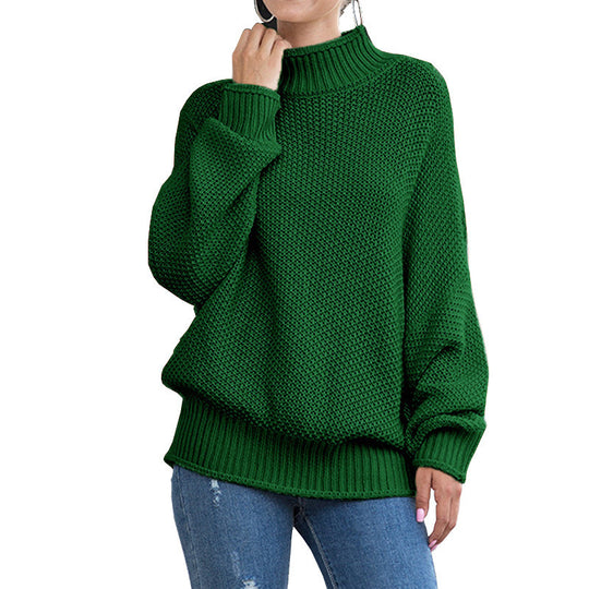 Damen Grobstrickpullover mit hohem Rollkragen und lässigem Schnitt R&B