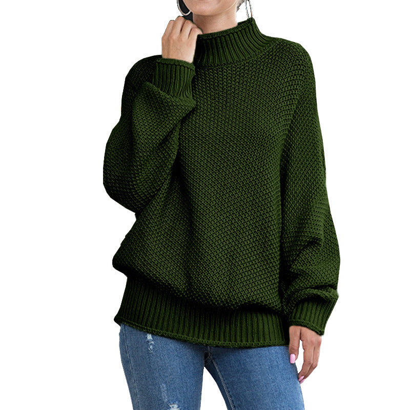 Damen Grobstrickpullover mit hohem Rollkragen und lässigem Schnitt R&B