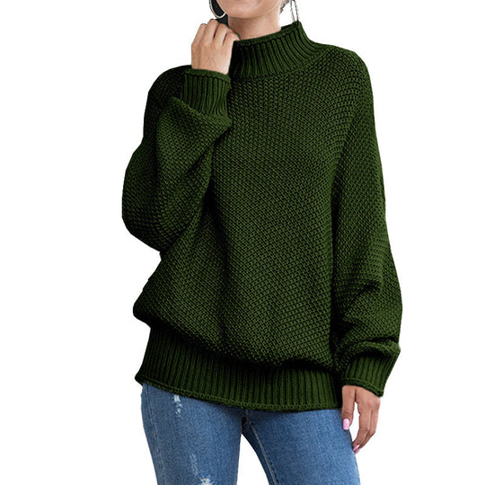 Damen Grobstrickpullover mit hohem Rollkragen und lässigem Schnitt R&B
