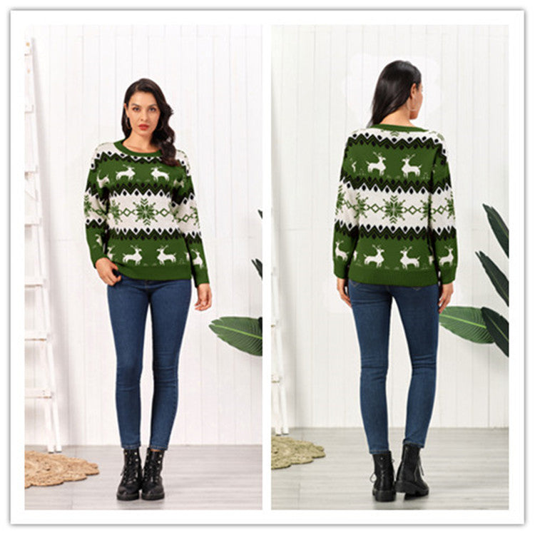 R&B | Rollkragenpullover Damen Strick Weihnachtspullover mit Rentier