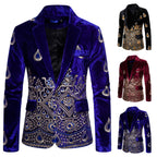 Herren eleganter Samtblazer mit kunstvollem Stickdesign