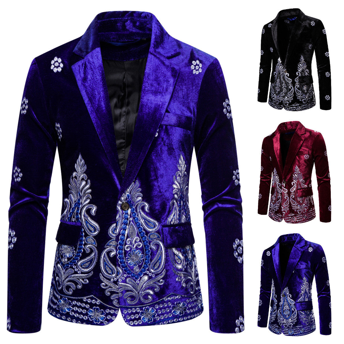 Herren edler Brokatblazer mit kunstvollem Stickdesign und luxuriösem Innenfutter