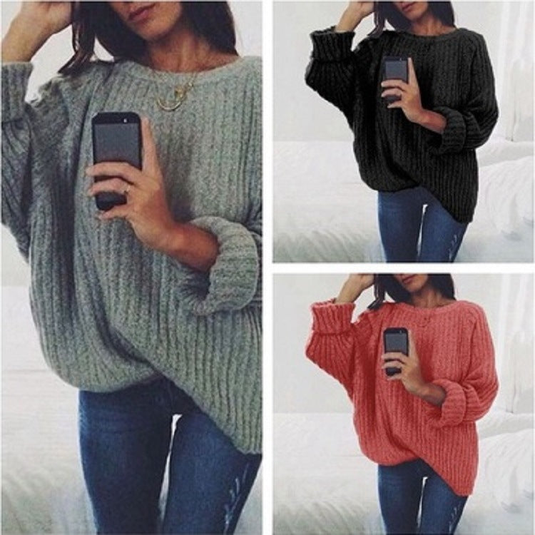 Damen Grobstrickpullover mit lässigem Schnitt und voluminösen Ärmeln