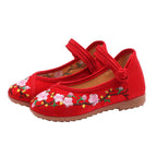 Damen Ballerinas mit floralem Stickdesign und elastischem Riemen
