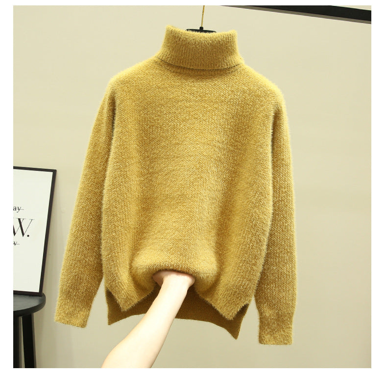 Damen Oversized Rollkragenpullover aus weichem Strick