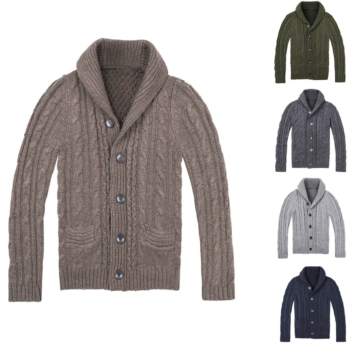 Herren Strickjacke mit klassischem Zopfmuster und praktischen Taschen R&B