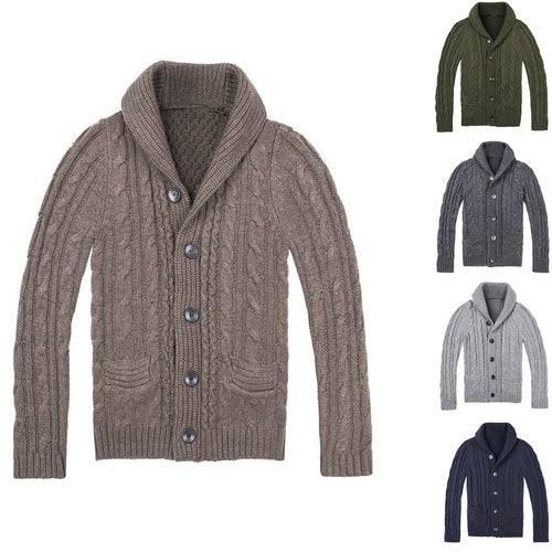 Herren Strickjacke mit klassischem Zopfmuster und praktischen Taschen R&B