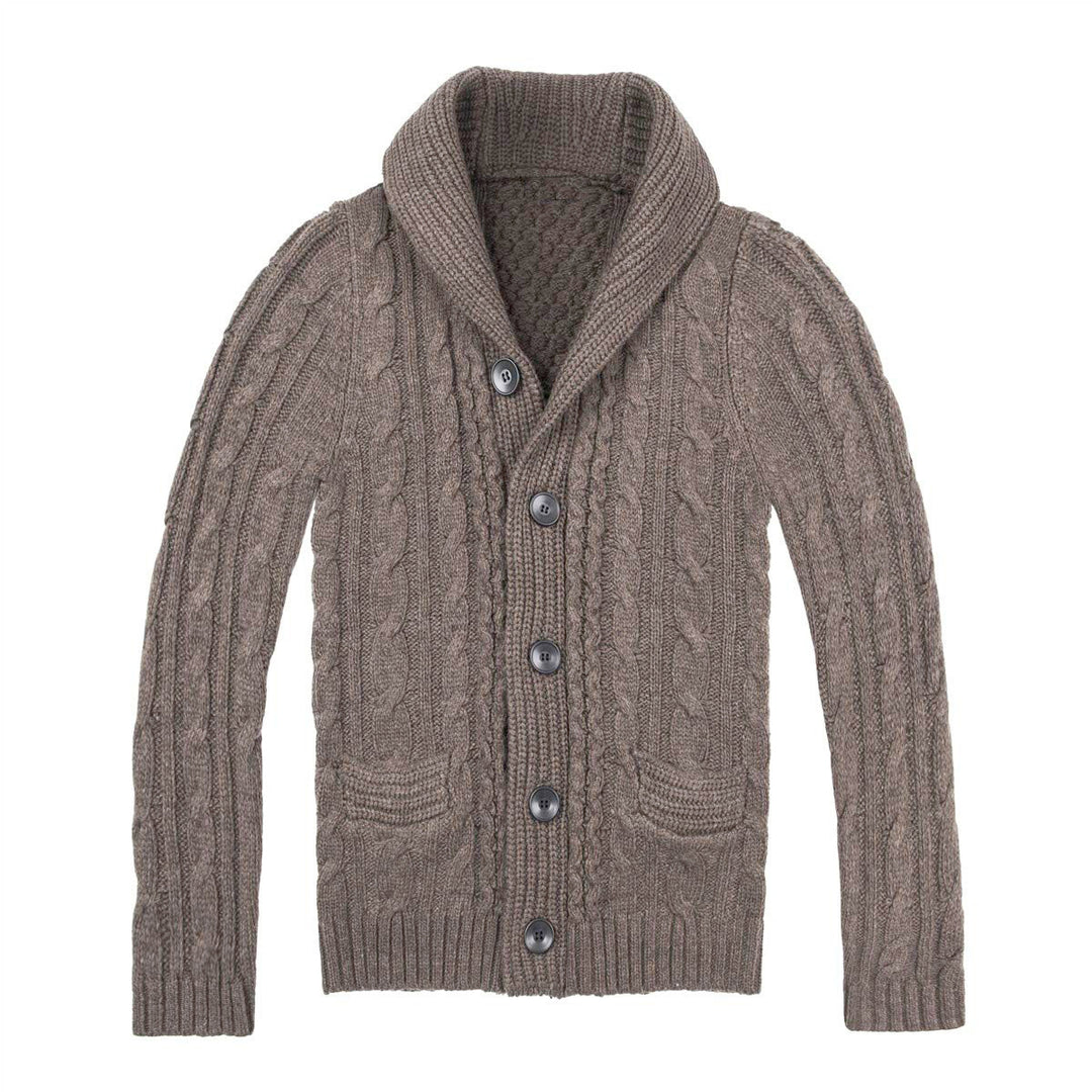 Herren Strickjacke mit klassischem Zopfmuster und praktischen Taschen R&B