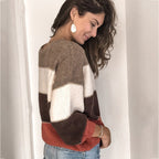 Damen Strickpullover mit modernen Farbblockelementen und lässigem Schnitt R&B