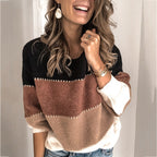 Damen Strickpullover mit modernen Farbblockelementen und lässigem Schnitt R&B