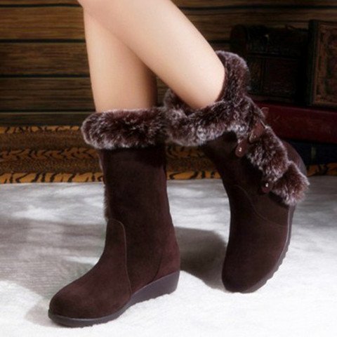 Damen Winterstiefel mit hochwertigem Kunstfellkragen und rutschfester Sohle R&B
