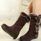 Damen Winterstiefel mit hochwertigem Kunstfellkragen und rutschfester Sohle R&B