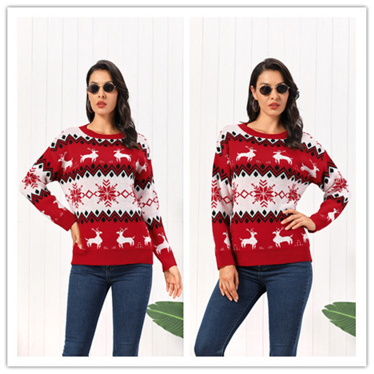 R&B | Rollkragenpullover Damen Strick Weihnachtspullover mit Rentier
