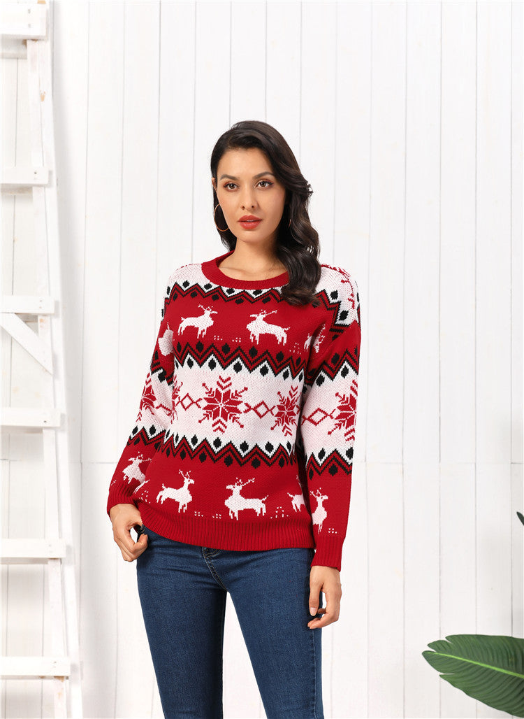 R&B | Rollkragenpullover Damen Strick Weihnachtspullover mit Rentier