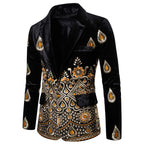 Herren eleganter Samtblazer mit kunstvollem Stickdesign