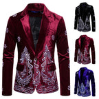 Herren edler Brokatblazer mit kunstvollem Stickdesign und luxuriösem Innenfutter