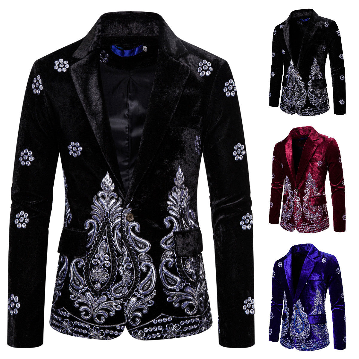 Herren edler Brokatblazer mit kunstvollem Stickdesign und luxuriösem Innenfutter