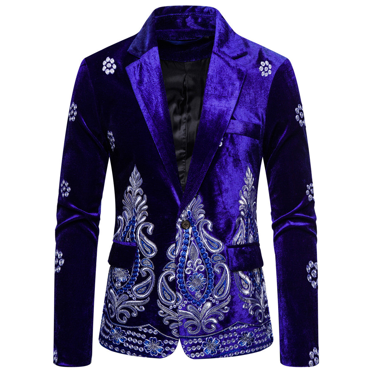 Herren edler Brokatblazer mit kunstvollem Stickdesign und luxuriösem Innenfutter