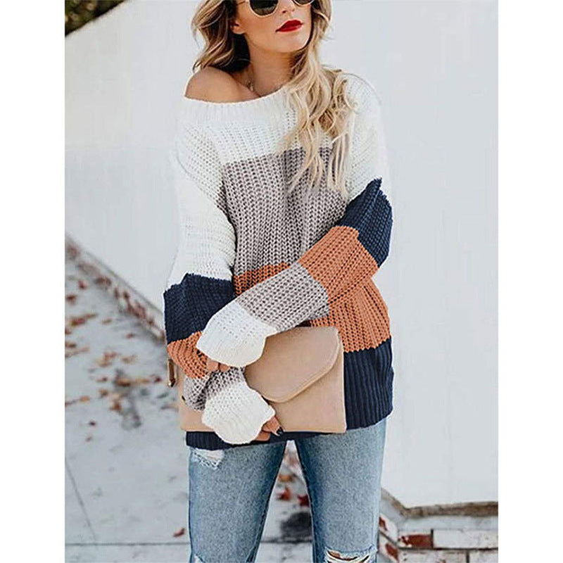 Damen Strickpullover im modernen Blockdesign R&B
