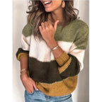 Damen lässiger Strickpullover mit modischem Streifenmuster
