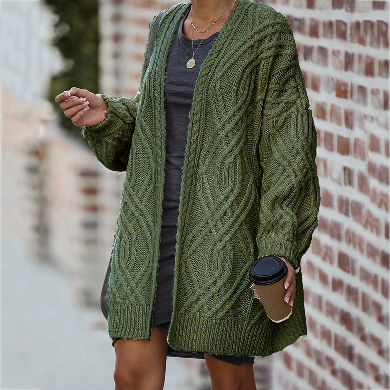 Damen Grobstrickjacke mit lässiger Silhouette und elegantem Zopfmuster R&B