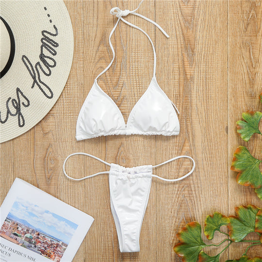 Damen Triangel-Bikini mit seidigem Finish und verstellbaren Trägern R&B