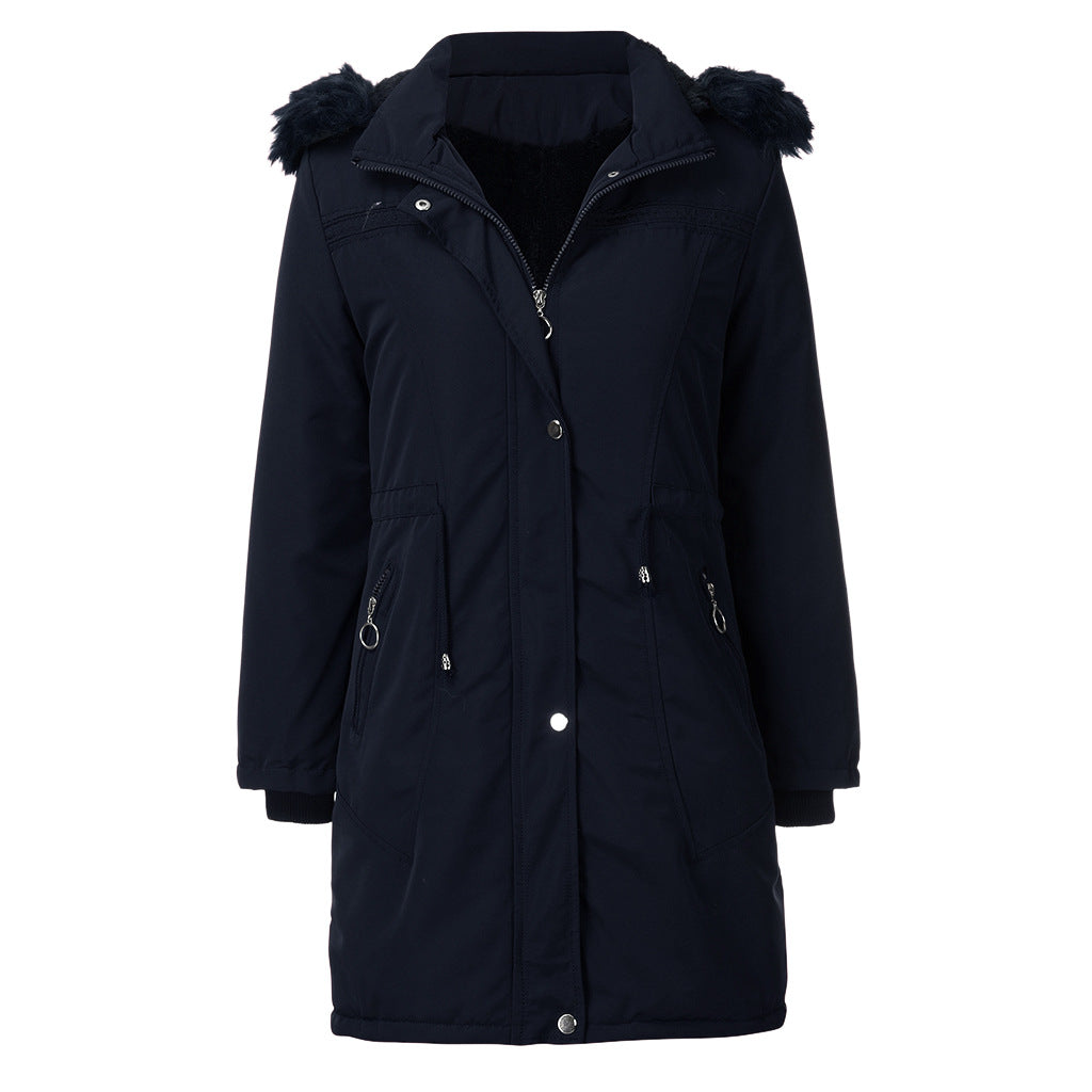 Damen warme Parka-Jacke mit abnehmbarer Kapuze und kuscheligem Kunstfell R&B