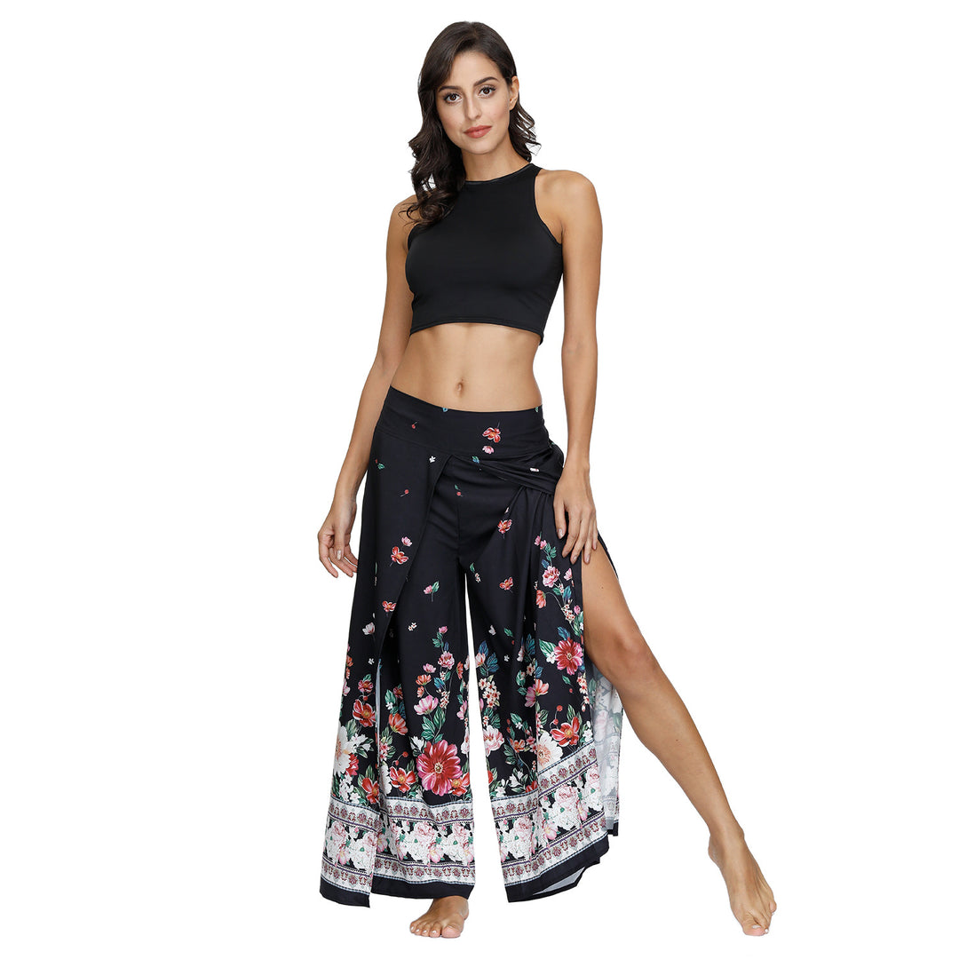 Damen Eleganter Maxi-Rock mit Floralprint und seitlichen Schlitzen R&B
