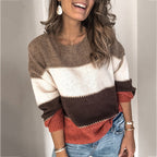 Damen Strickpullover mit modernen Farbblockelementen und lässigem Schnitt R&B