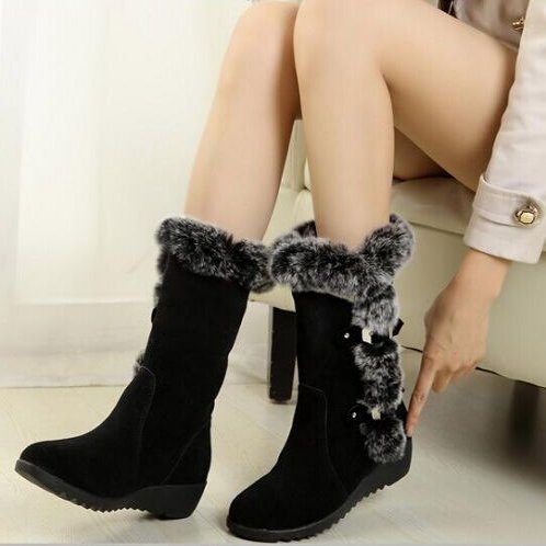 Damen Winterstiefel mit hochwertigem Kunstfellkragen und rutschfester Sohle R&B