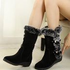 Damen Winterstiefel mit hochwertigem Kunstfellkragen und rutschfester Sohle R&B