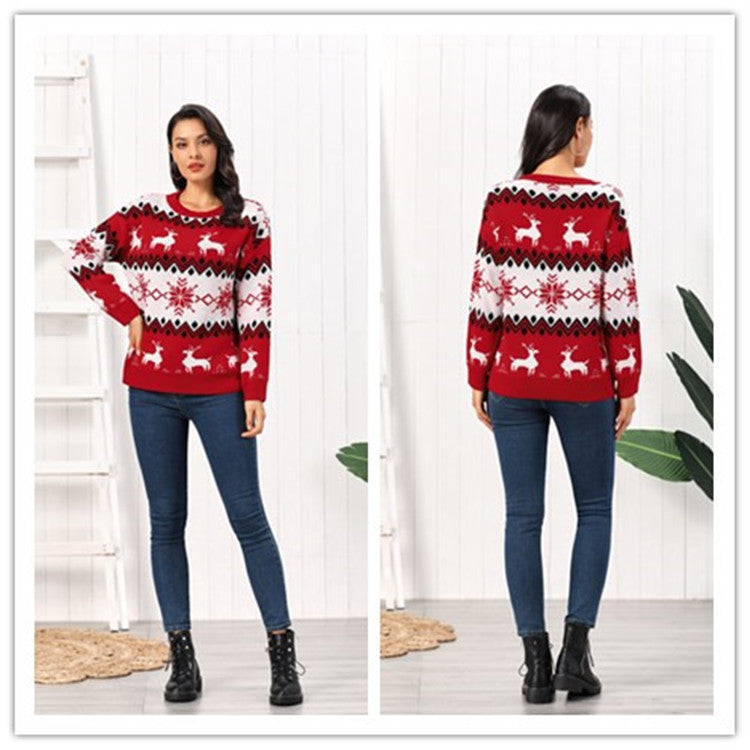 R&B | Rollkragenpullover Damen Strick Weihnachtspullover mit Rentier