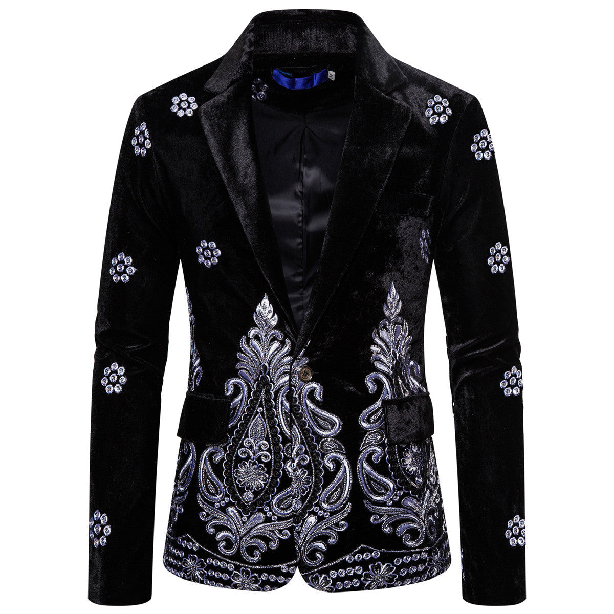 Herren edler Brokatblazer mit kunstvollem Stickdesign und luxuriösem Innenfutter