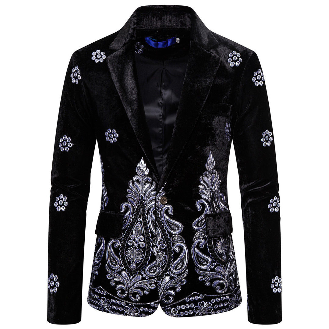 Herren edler Brokatblazer mit kunstvollem Stickdesign und luxuriösem Innenfutter R&B