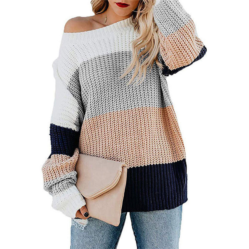 Damen Strickpullover im modernen Blockdesign R&B