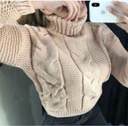 Damen Strickpullover mit Rollkragen und Zopfdesign R&B