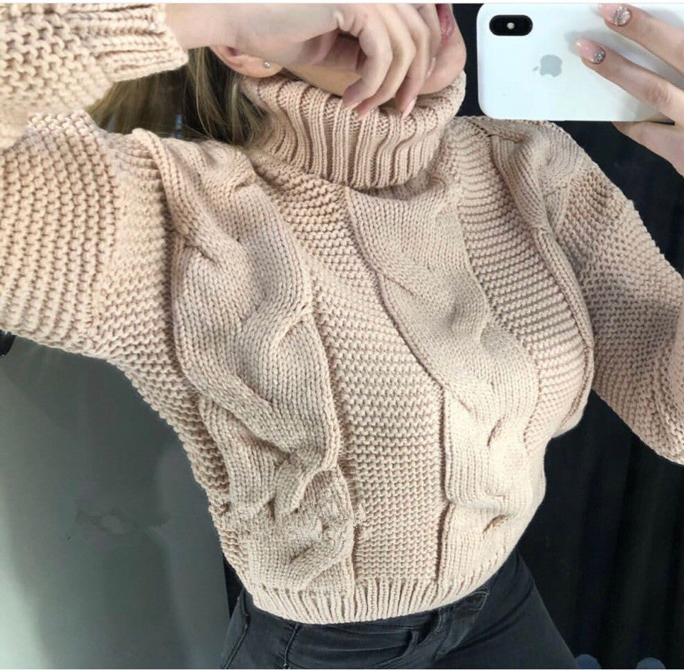 Damen Strickpullover mit Rollkragen und Zopfdesign R&B