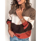 Damen lässiger Streifenpullover aus weichem Material R&B