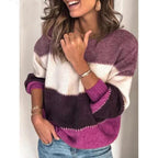 Damen lässiger Streifenpullover aus weichem Material R&B