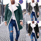 Herren Lammfell-Mantel mit hohem Kragen und eleganter Wollverarbeitung