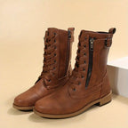 R&B | Tief Ausgeschnittene Schnürstiefel mit Reißverschluss