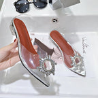 Damen elegante transparente High Heel Pantoletten R&B