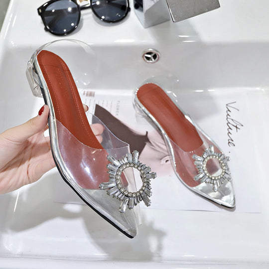 Damen elegante transparente High Heel Pantoletten R&B