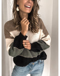 Damen Strickpullover mit modernen Farbblockelementen und lässigem Schnitt R&B